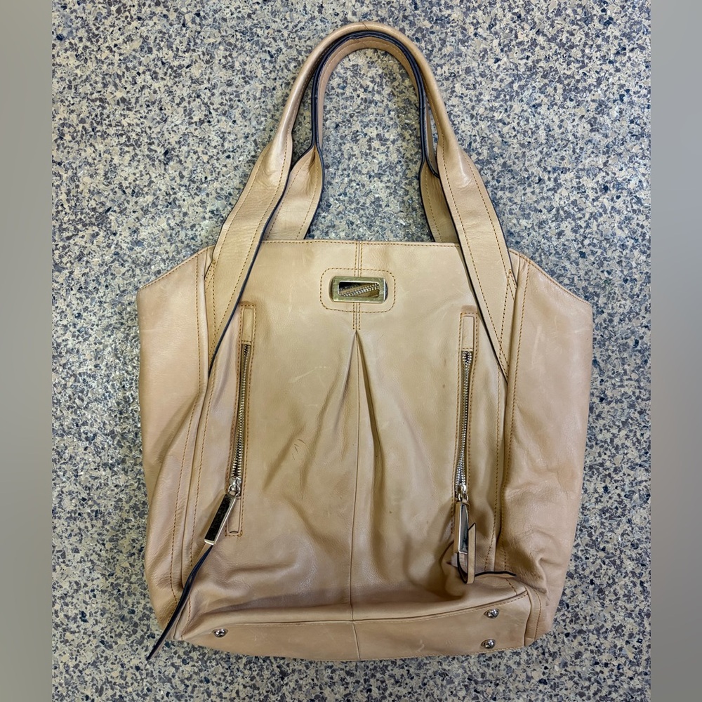 B. Makowsky Tan Leather Tote Bag